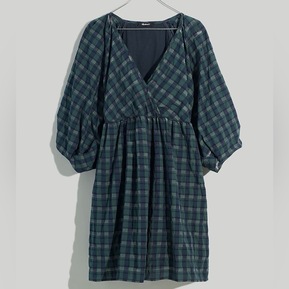 Madewell Marianna Puff-Sleeve Mini Dress in Plaid
